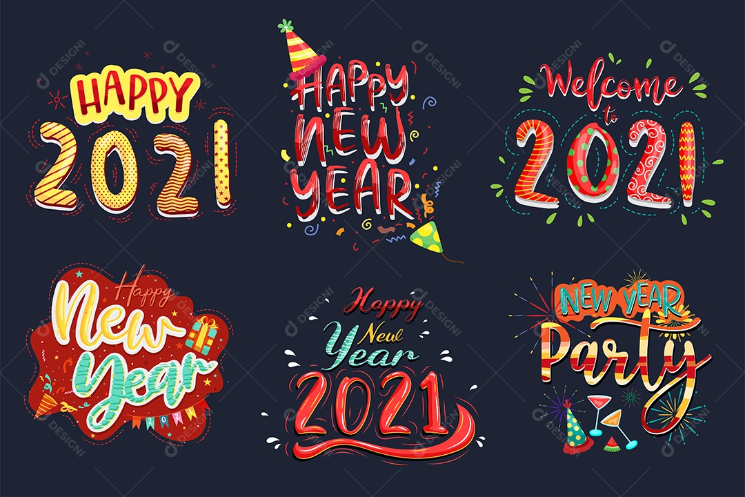 Ilustração Ano Novo 2021 Vetores EPS Editável