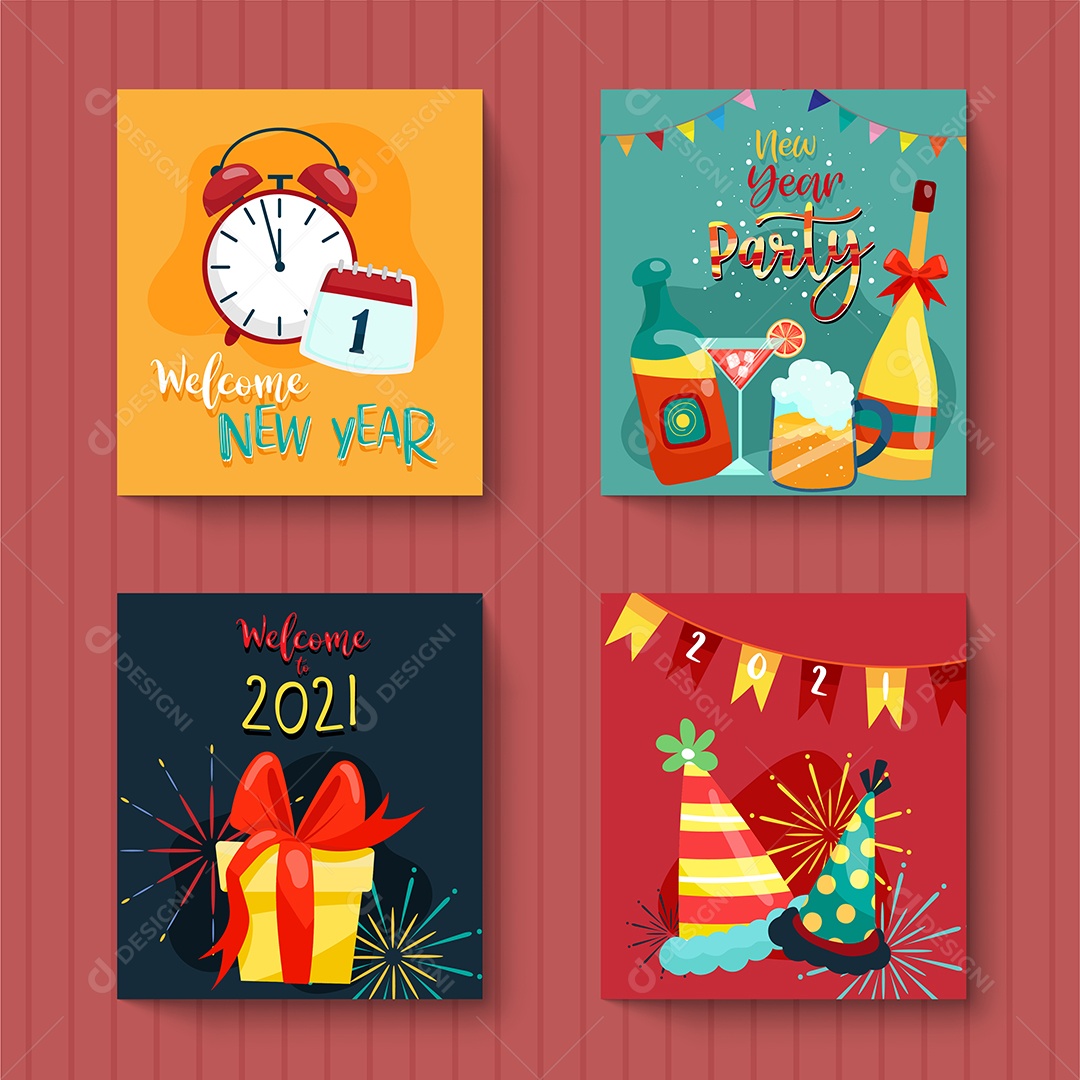 Ilustração Ano Novo 2021 Vetores EPS Editável