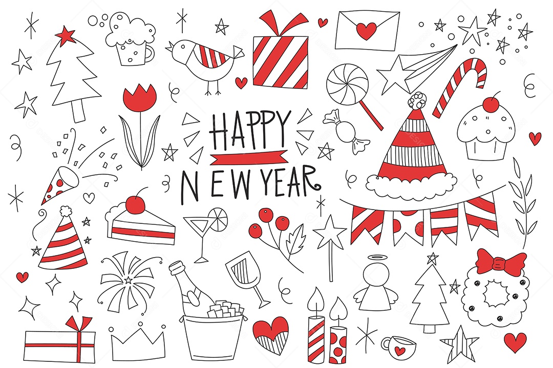 Ilustração Ano Novo Vetores EPS Editável