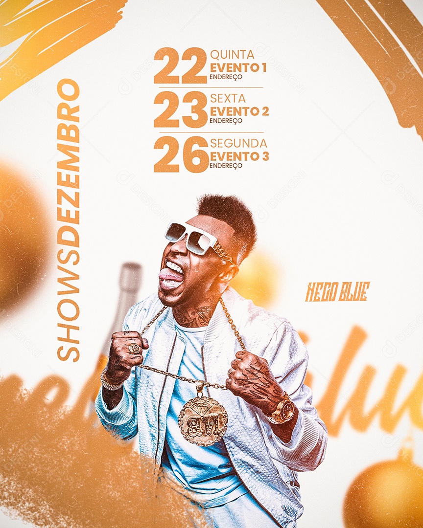 Flyer Show de Dezembro Nego Blue Social Media PSD Editável