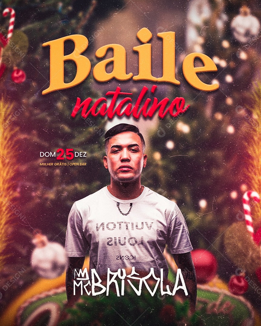 Flyer Baile Natalino MC Brisola Social Media PSD Editável