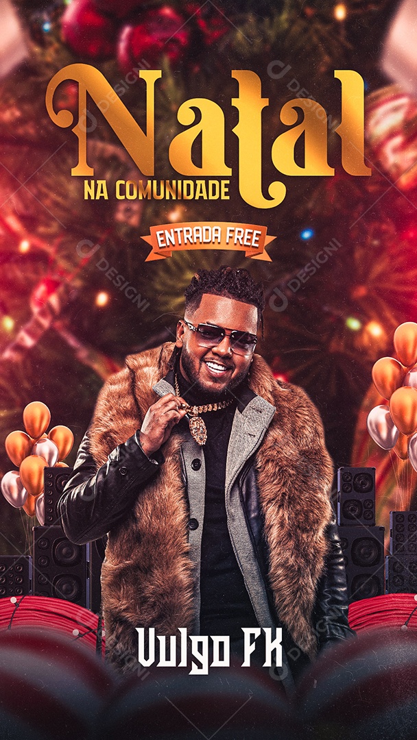 Flyer de Natal Vulgo FK Story Social Media PSD Editável