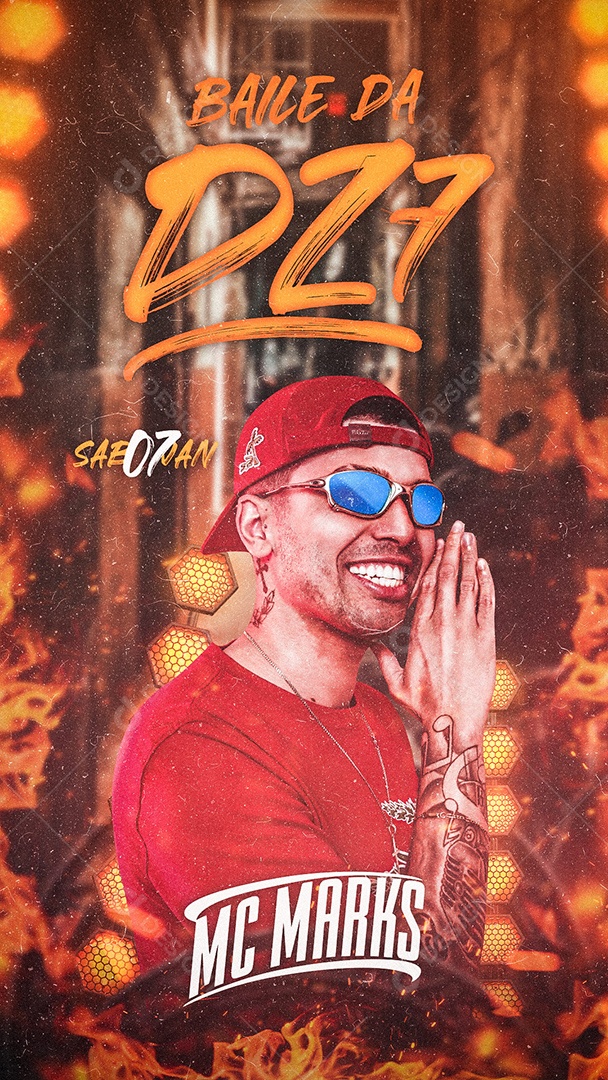 Flyer Baile da DZ7 MC Marks Story Social Media PSD Editável
