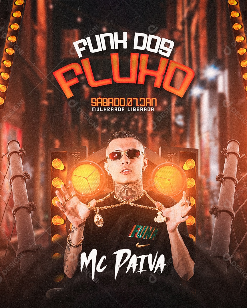 Flyer Funk dos Fluxo MC Paiva Social Media PSD Editável