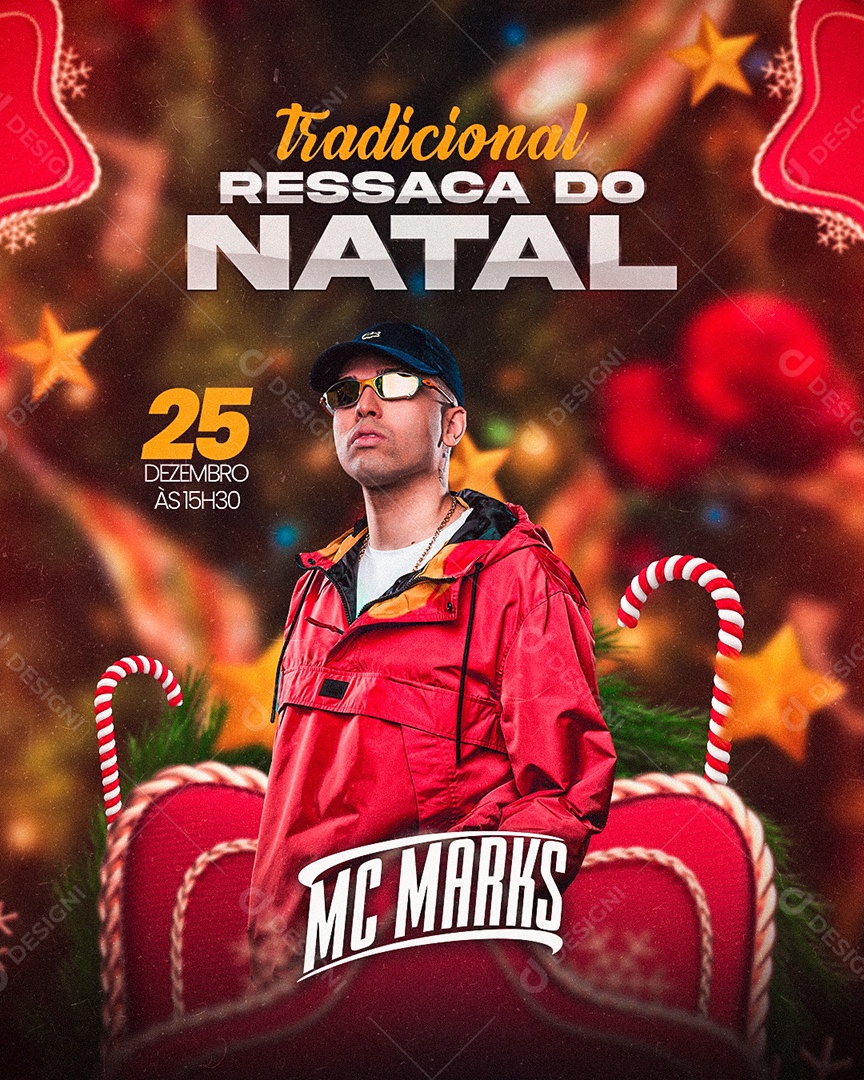 Flyer Show Ressaca do Natal MC Marks Social Media PSD Editável