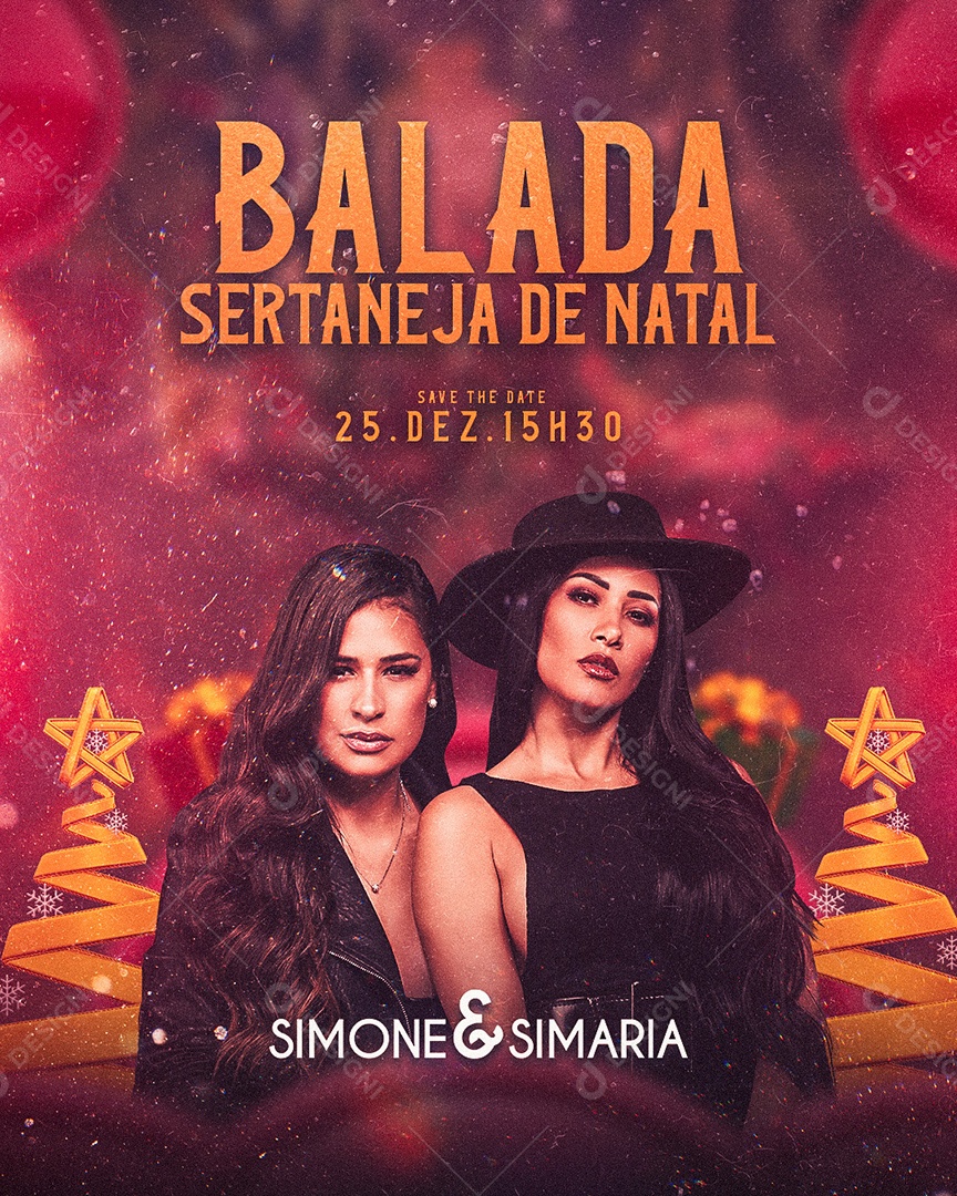 Flyer Balada Sertaneja de Natal Simone & Simaria Social Media PSD Editável