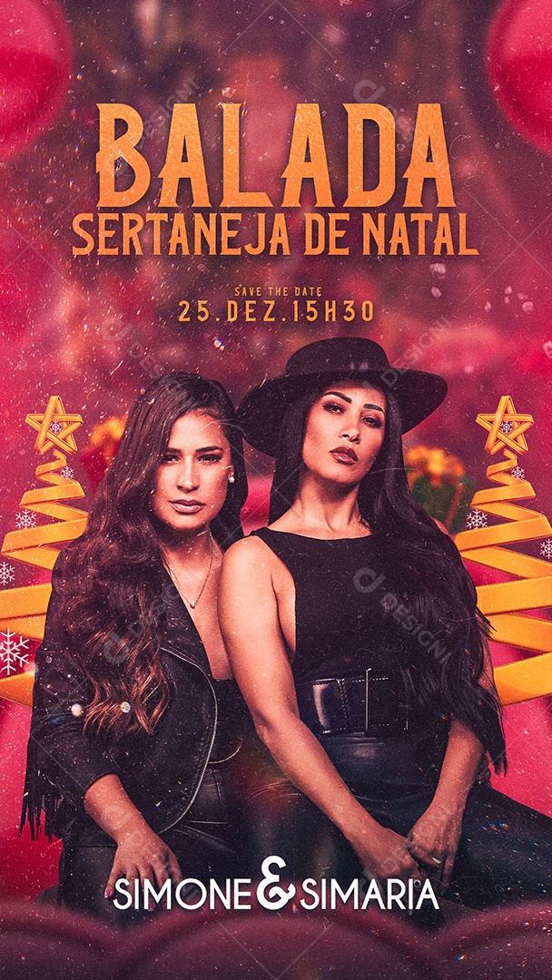 Flyer Balada Sertaneja de Natal Simone & Simaria Story Social Media PSD Editável