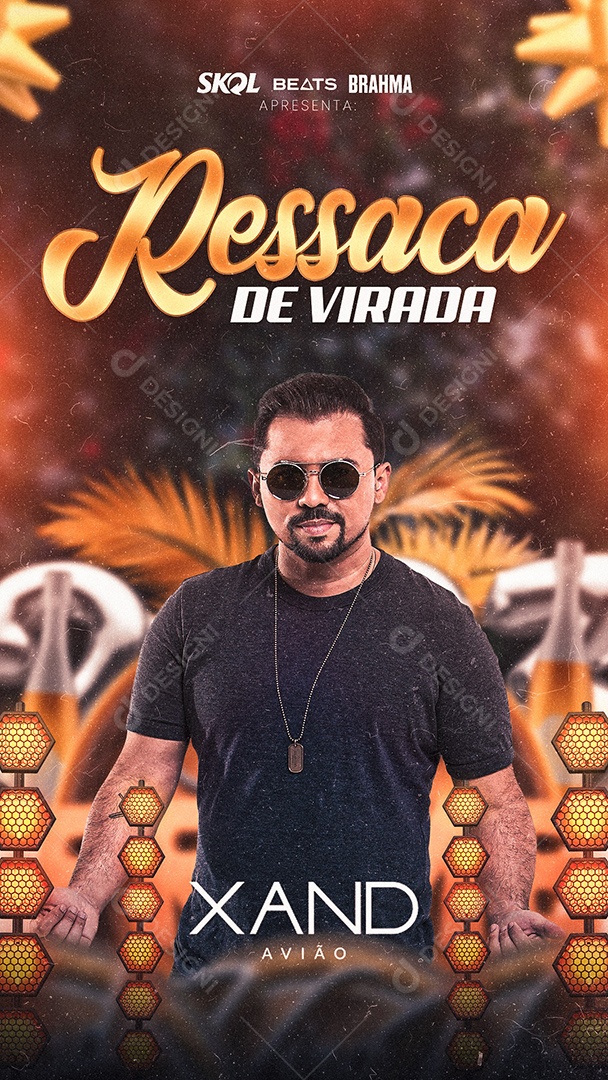 Flyer Ressaca da Virada Xand Avião Story Social Media PSD Editável