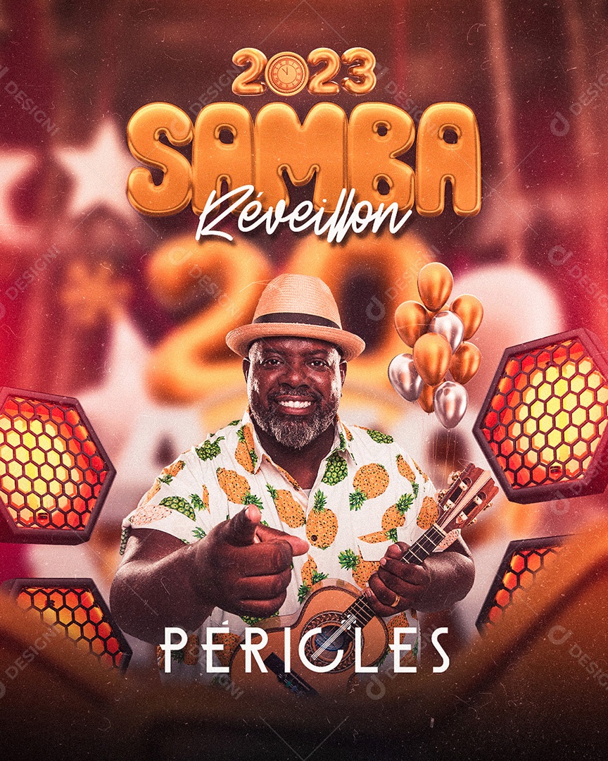 Flyer Show Réveillon 2023 Péricles Social Media PSD Editável