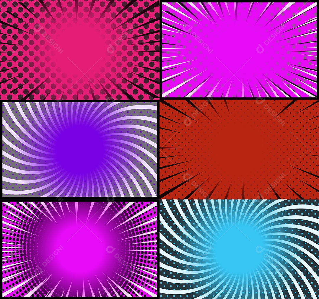 Vetor Retrô de Fundo em Quadrinhos Coloridos Vetor EPS