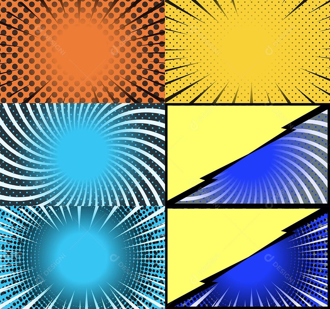 Vetor Retrô de Fundo em Quadrinhos Coloridos Vetor EPS