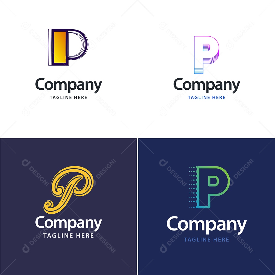 Logo P Personalizada Logotipos Modernos EPS