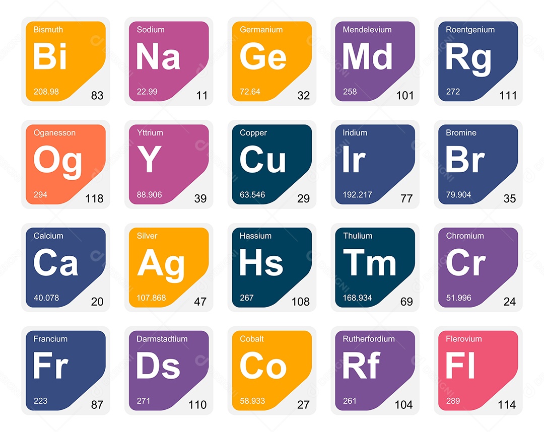 Tabela Periódica Colorida Ícones Vetor EPS