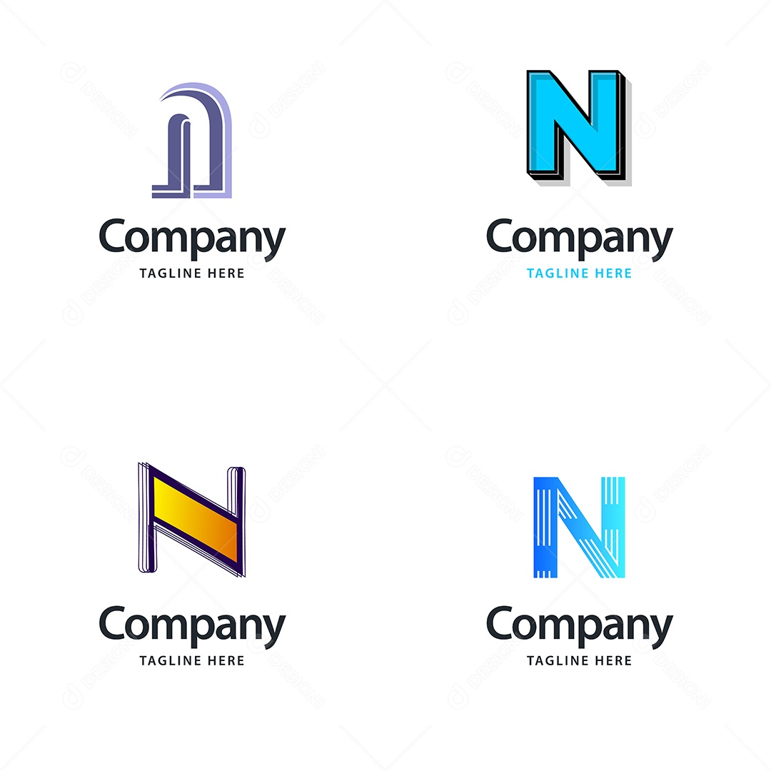 Logo N Personalizada Logotipos Modernos Vetor EPS