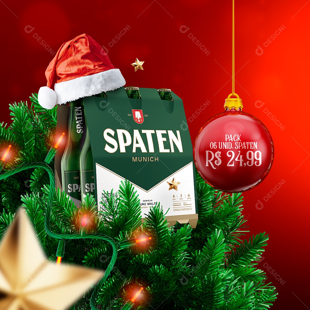 Pack Spaten 24,99 Cervejaria Feliz Natal Social Media PSD Editável