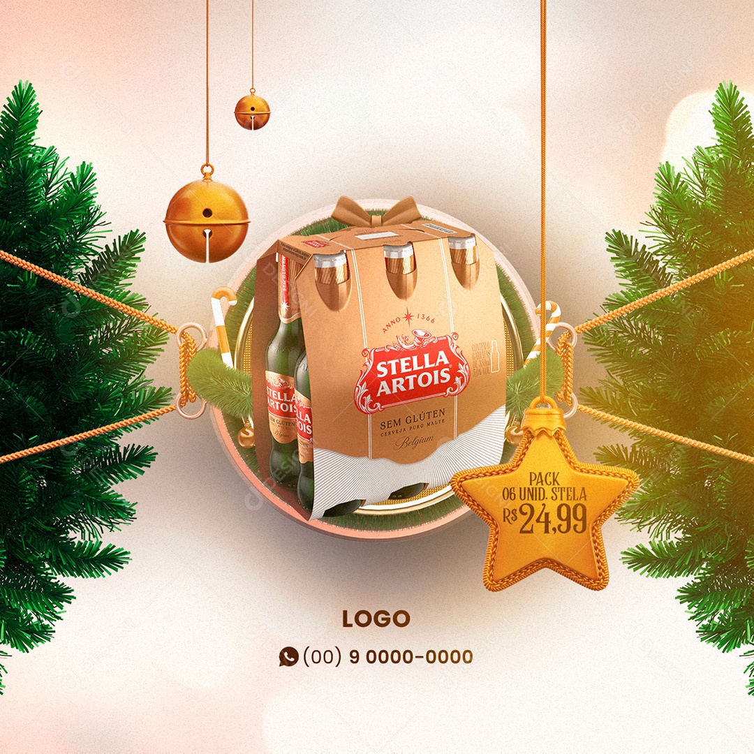 Feliz Natal Pack Stella 24,99 Cervejaria Social Media PSD Editável