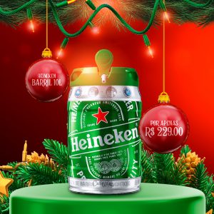Barril Heineken 10L Cervejaria Feliz Natal Social Media PSD Editável