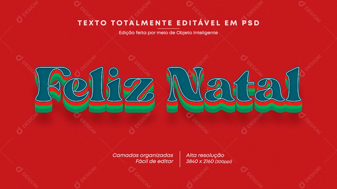 Texto 3D Feliz Natal PSD Editável