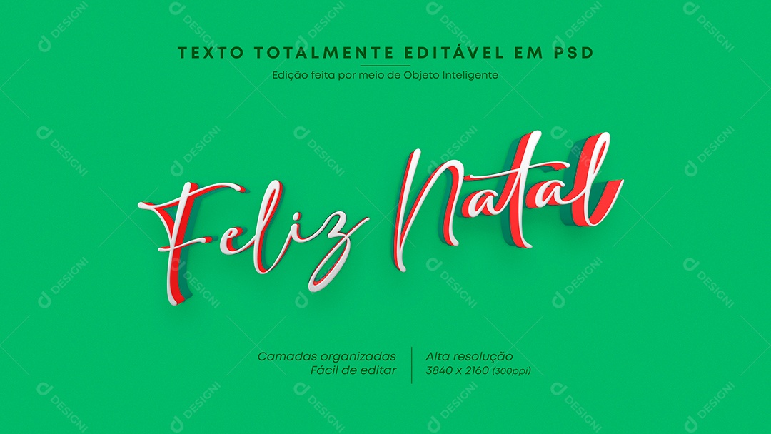 Texto 3D Feliz Natal PSD Editável