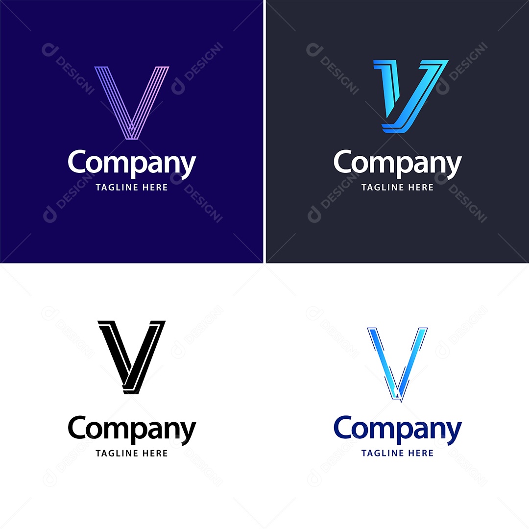 Logo V Personalizada Logotipos Modernos Vetor EPS