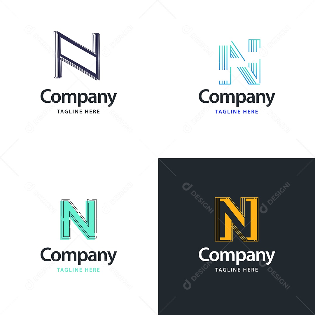 Logo N Personalizada Logotipos Modernos Vetor EPS