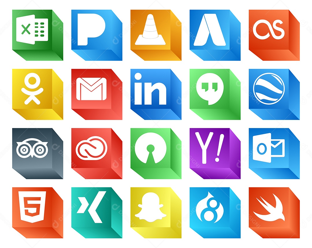 Pacote De Redes Sociais Coloridos Vetor EPS