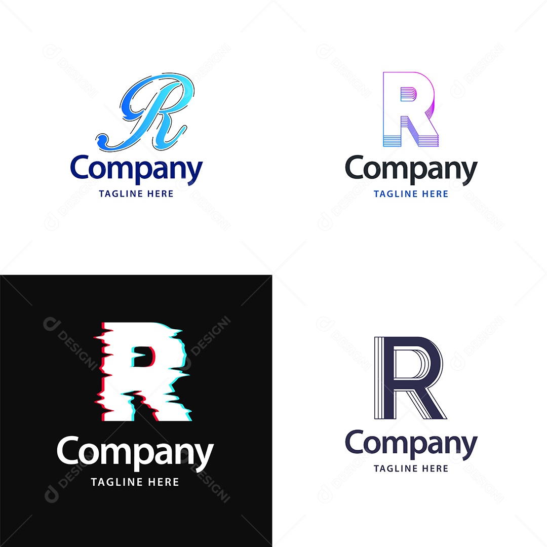 Logo R Personalizada Logotipos Modernos Vetor EPS