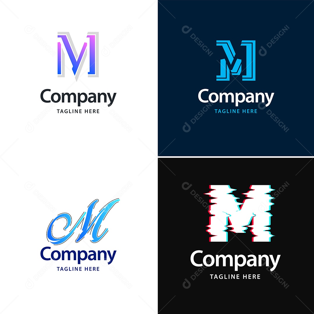 Logo M Personalizada Logotipos Modernos Vetor EPS