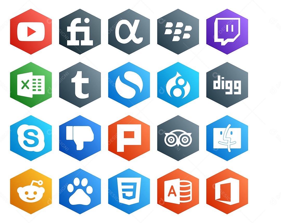 Pacote De Redes Sociais Coloridos Vetor EPS