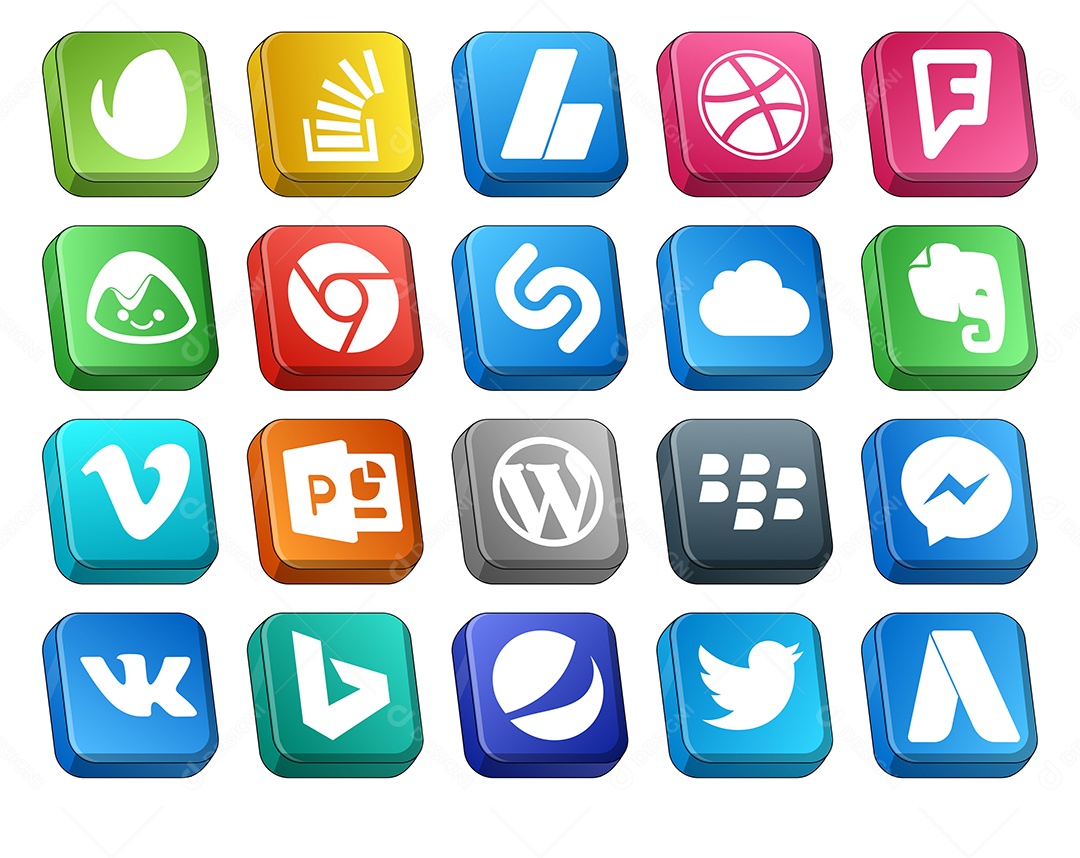 Pacote De Redes Sociais Coloridos Vetor EPS