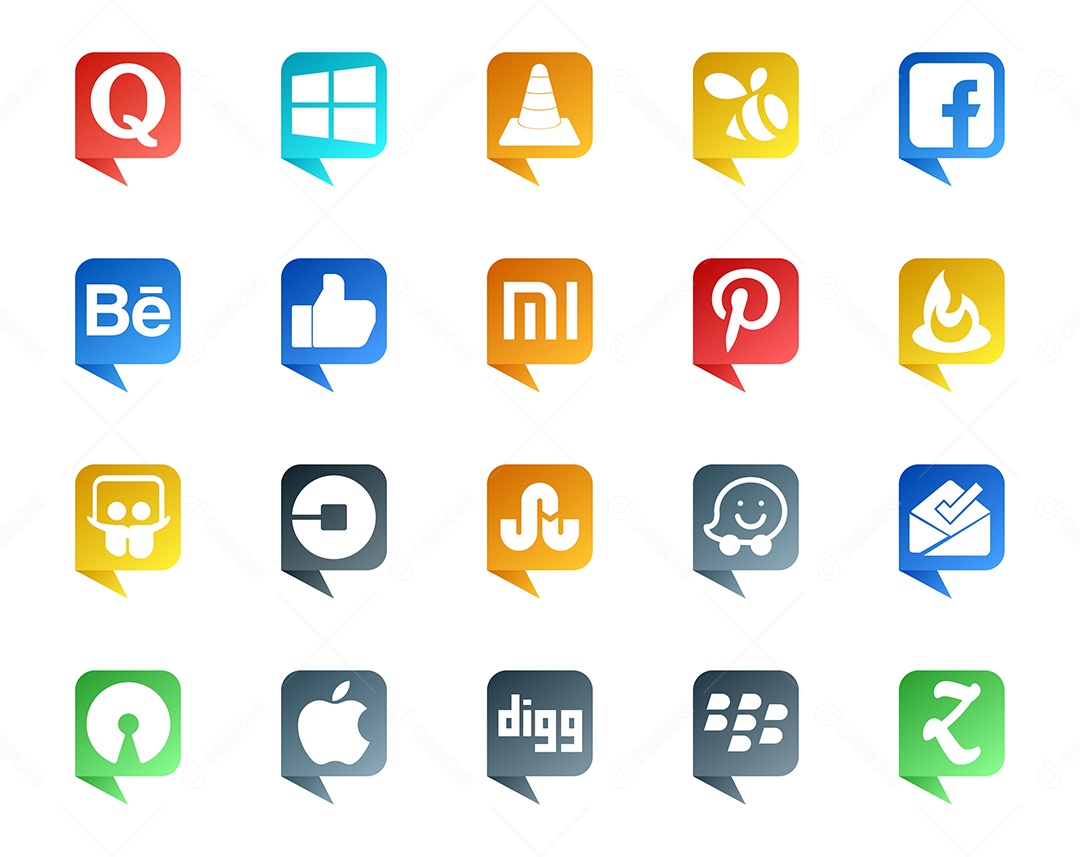 Pacote De Redes Sociais Coloridos Vetor EPS