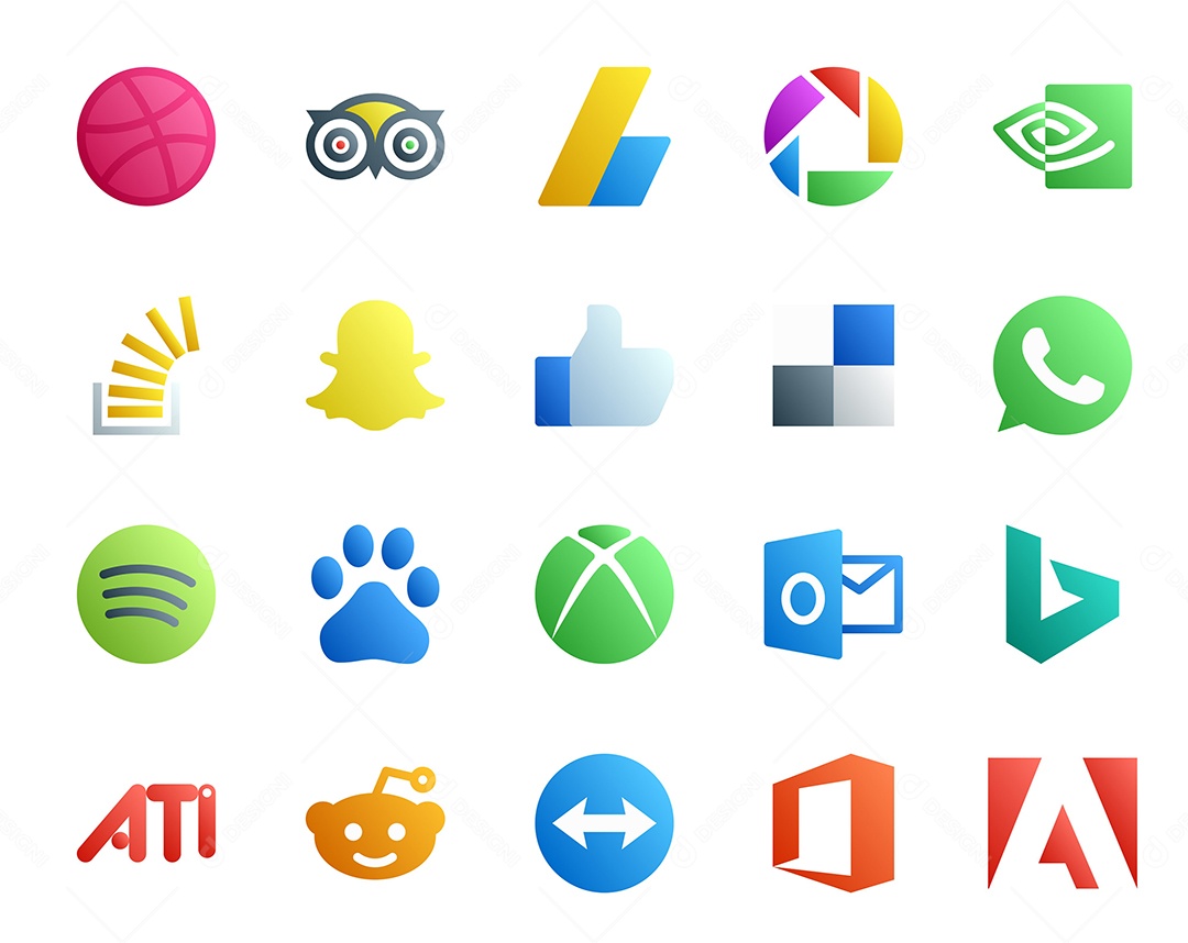 Pacote De Redes Sociais Coloridos Vetor EPS