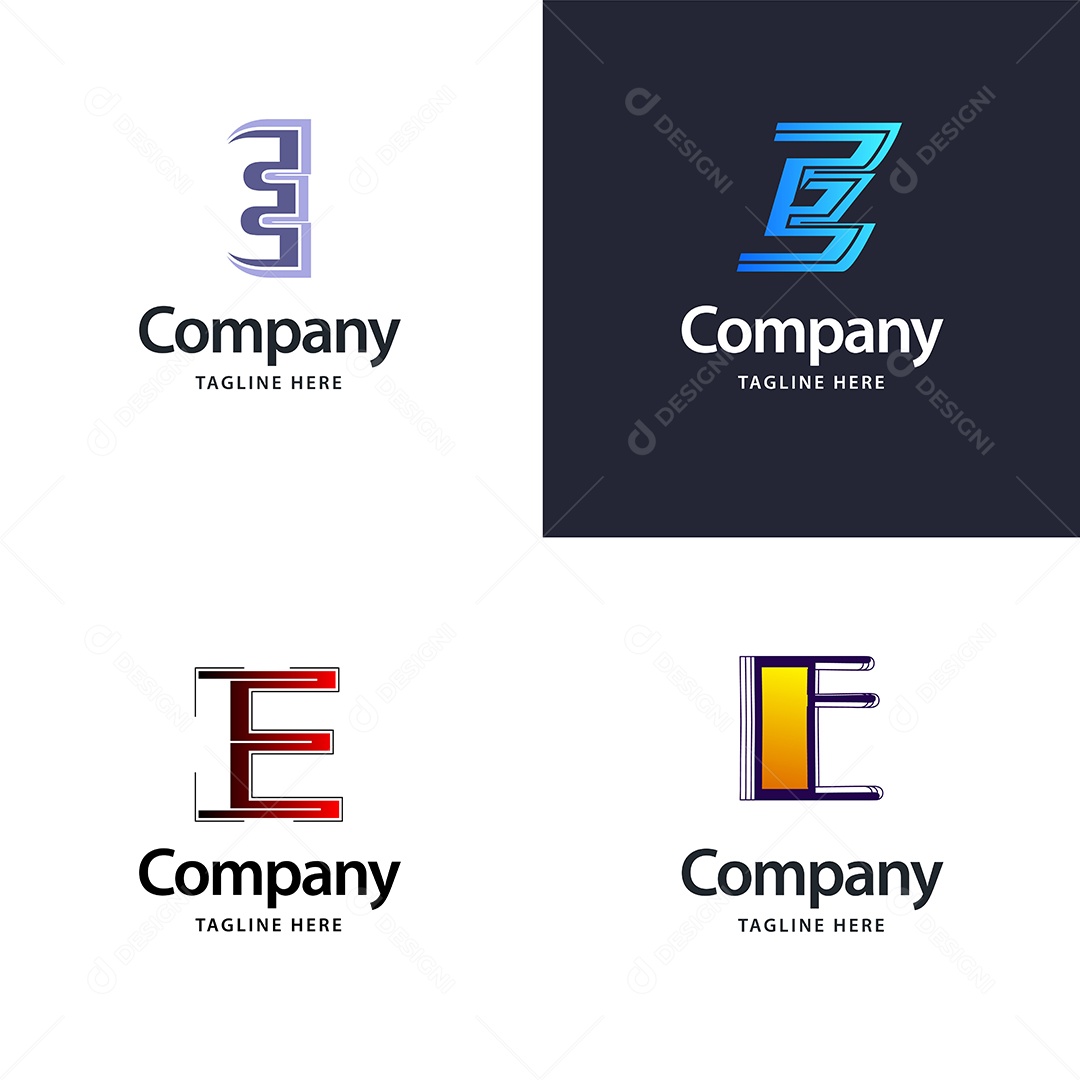 Logo E Personalizada Logotipos Modernos Vetor EPS