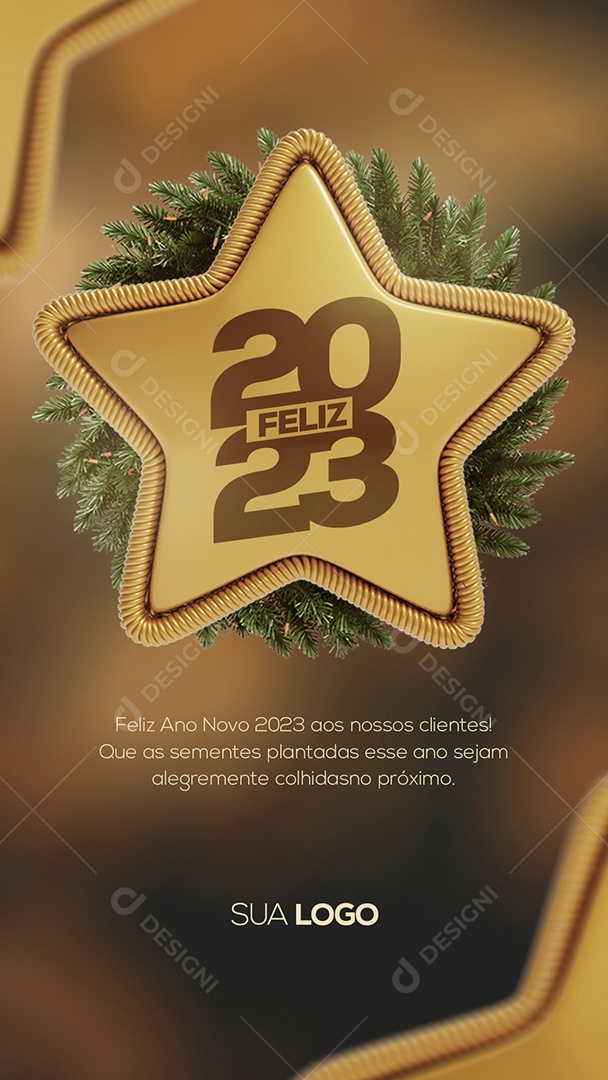 Feliz Ano Novo 2023 Story Social Media PSD Editável