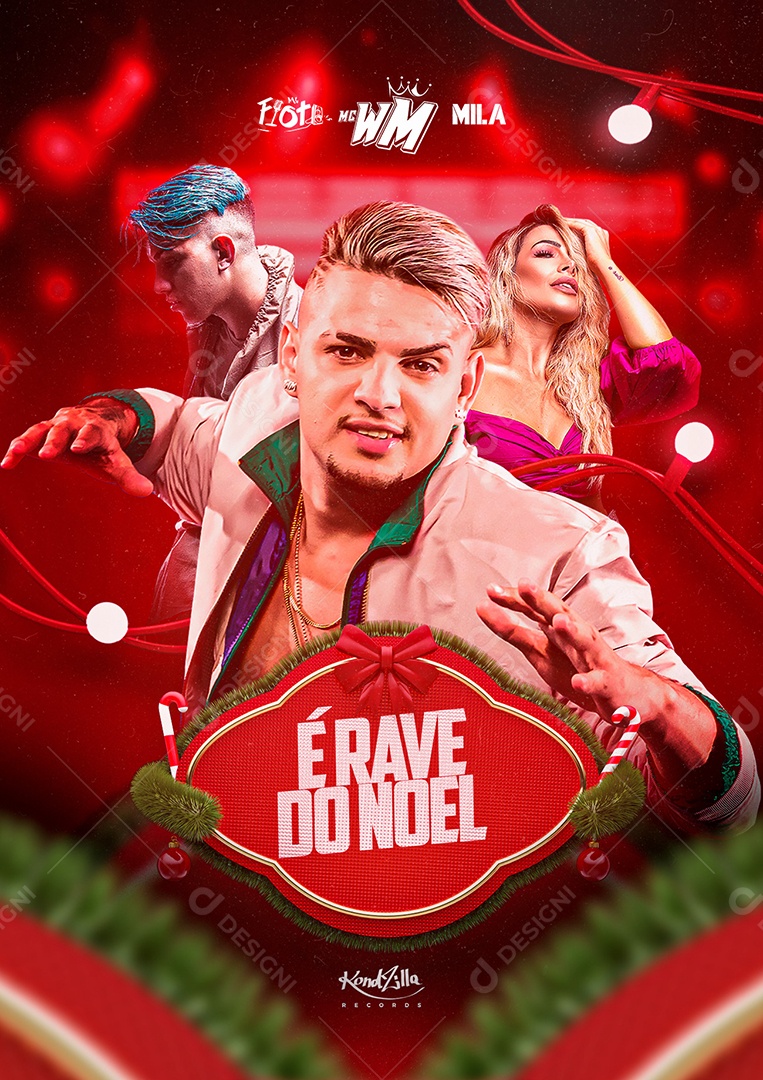 É Rave do Noel Mc Fioti Mc Wm Mila Flyers Social Media PSD Editável