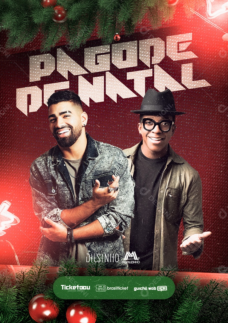 Pagode de Natal Dilsinho Mumuzinho Flyers Social Media PSD Editável