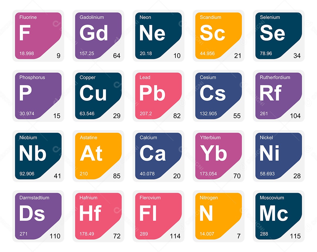 Tabela Periódica Colorida Ícones Vetor EPS