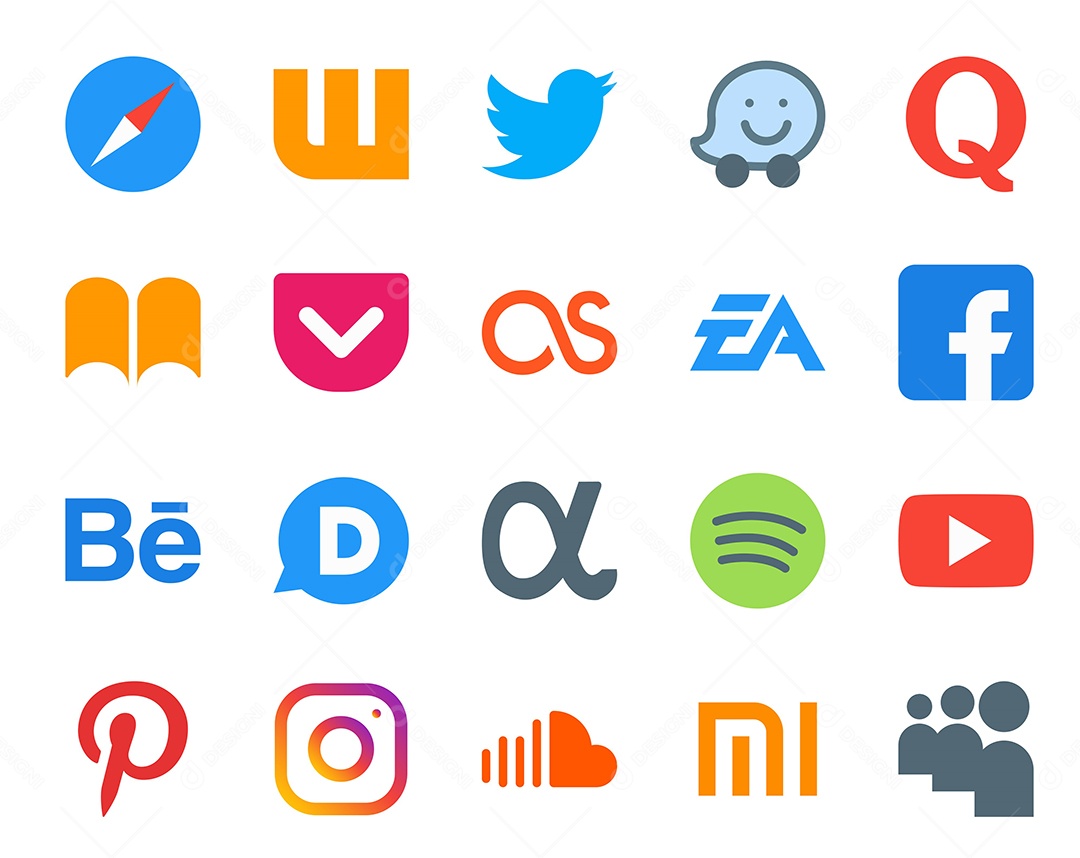 Pacote De Redes Sociais Coloridos Vetor EPS