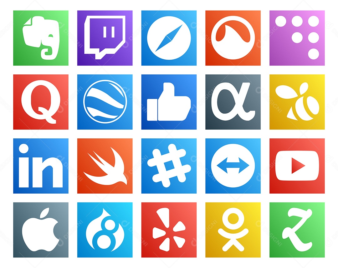 Pacote De Redes Sociais Coloridos Vetor EPS