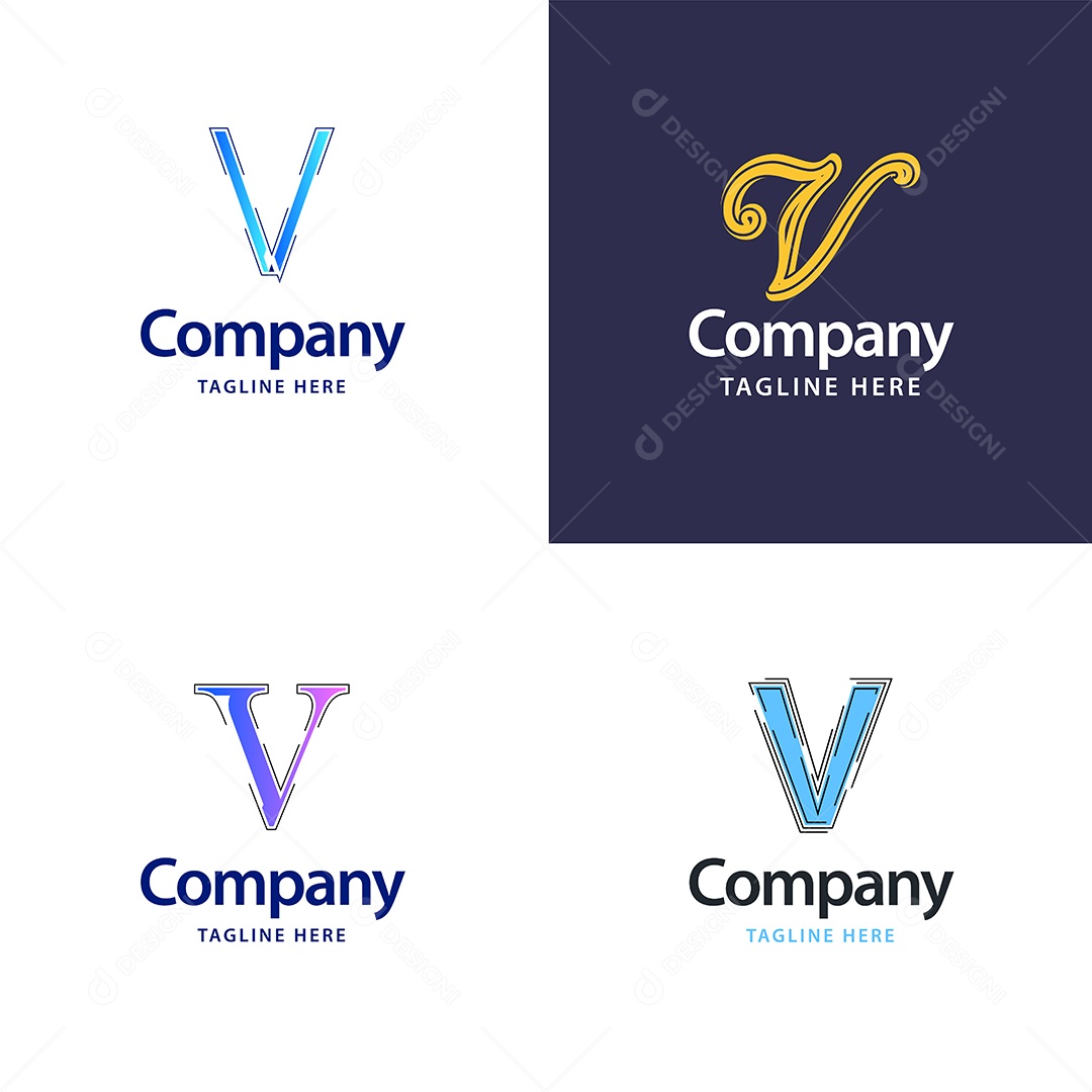 Logo V Personalizada Logotipos Modernos Vetor EPS
