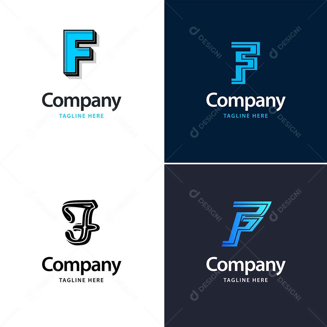Logo F Personalizada Logotipos Modernos Vetor EPS