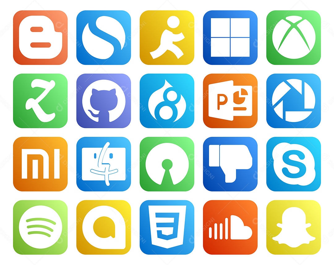 Pacote De Redes Sociais Coloridos Vetor EPS