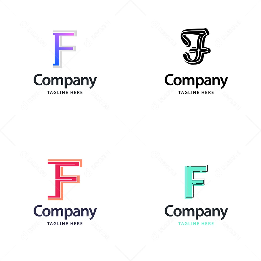 Logo F Personalizada Logotipos Modernos Vetor EPS