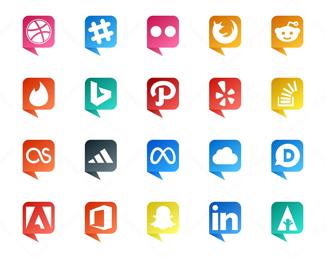 Pacote De Redes Sociais Coloridos Vetor EPS