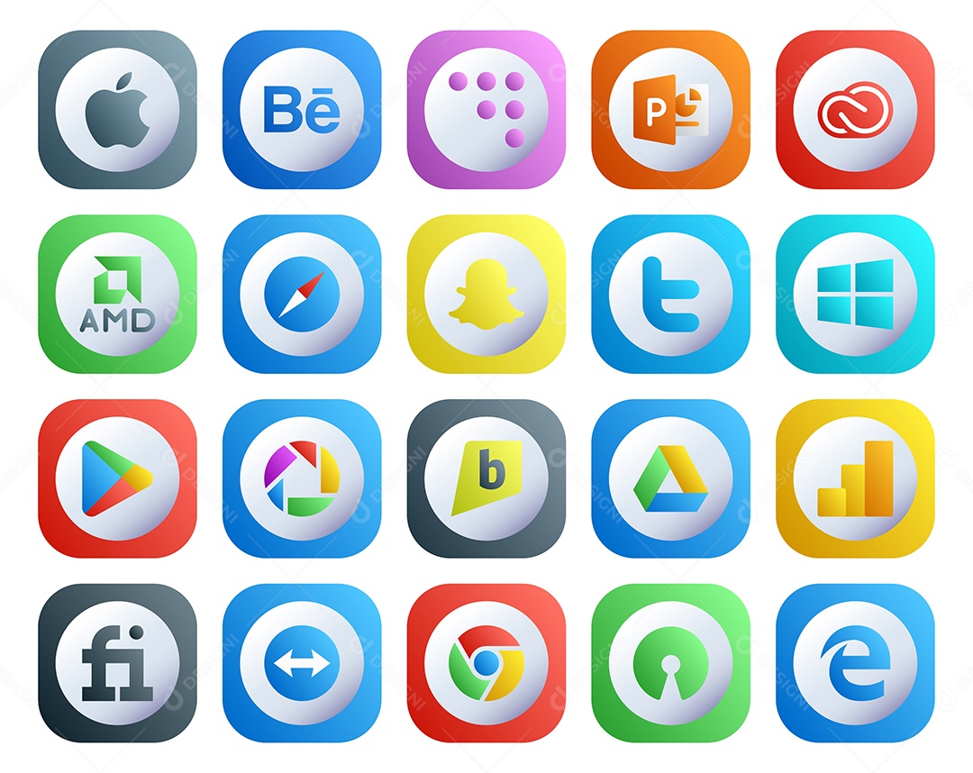 Pacote De Redes Sociais Coloridos Vetor EPS