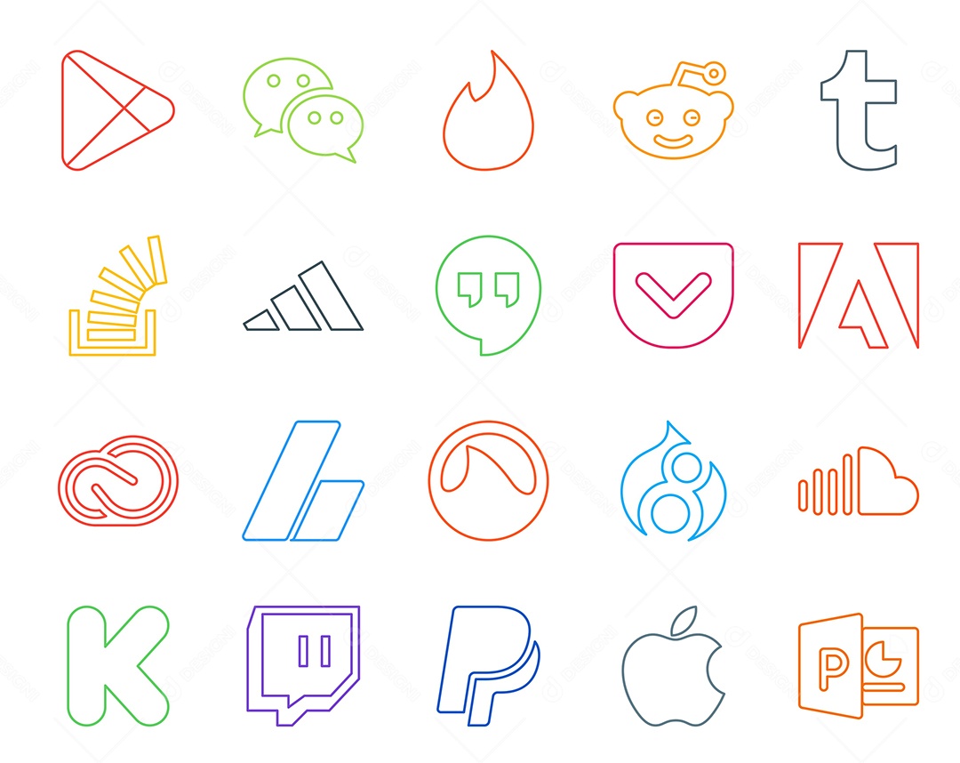 Pacote De Redes Sociais Coloridos Vetor EPS