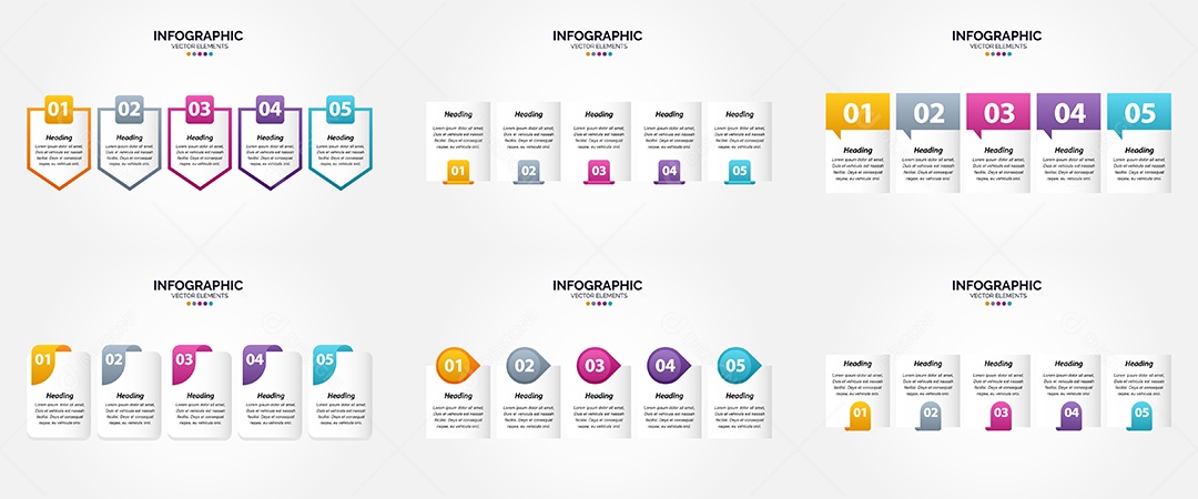 Conjunto de Infográficos Vetoriais Vetor EPS