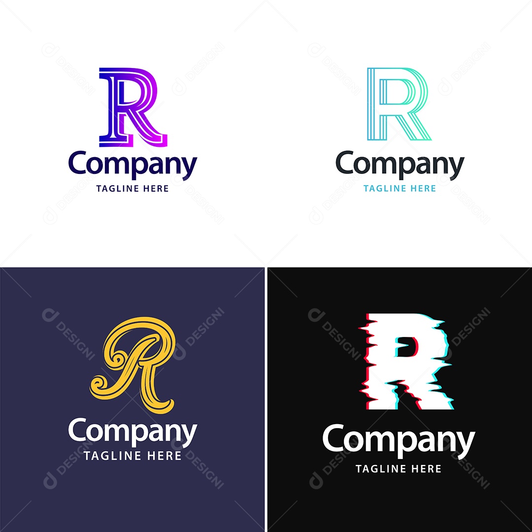 Logo R Personalizada Logotipos Modernos AI Editável