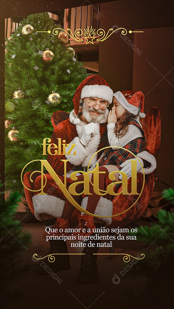 Feliz Natal Que a Magia do Natal Transforme Tudo em Amor! Story Social Media PSD Editável