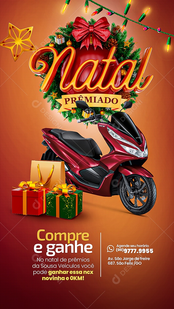 Natal Premiado Compre e Ganhe Feliz Natal Story Social Media PSD Editável